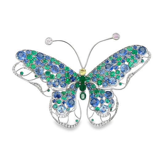 Sapphire and Emerald Butterfly Brooch [JAPNB0255]