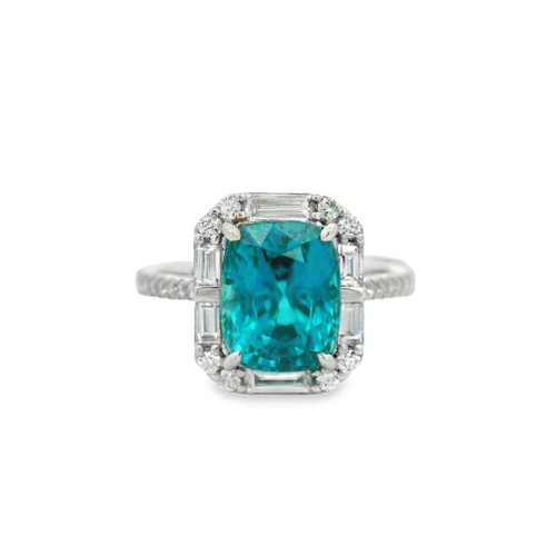 Blue Zircon and Diamond Ring [JROTH2854]