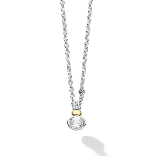 Signature Caviar Oval White Topaz Pendant Necklace [JNPEN1892]