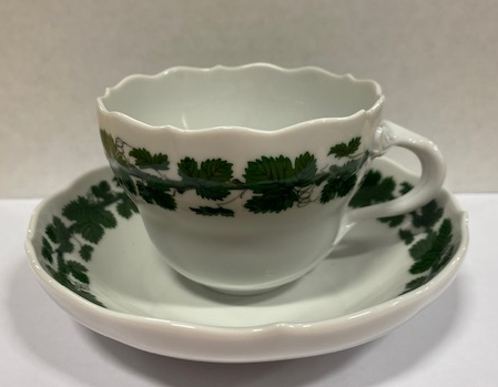 Meissen Vine leaf Cup and Saucer | Lux Bond & Green