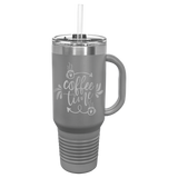 Polar Camel 40 oz. Travel Mug with Handle, Straw Included