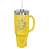 Polar Camel 40 oz. Travel Mug with Handle, Straw Included