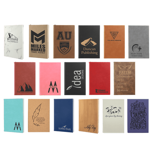 "5 1/4"" x 8 1/4"" Laserable Leatherette Journal with Lined Notepad "