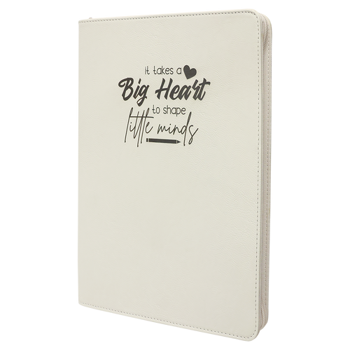 9 1/2" x 12" w/Zipper Laserable Leatherette Portfolio with Notepad
