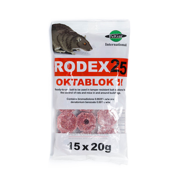 Rat and Mouse Poison Killer Bait Blocks 300g Oktablok II Rodex 25