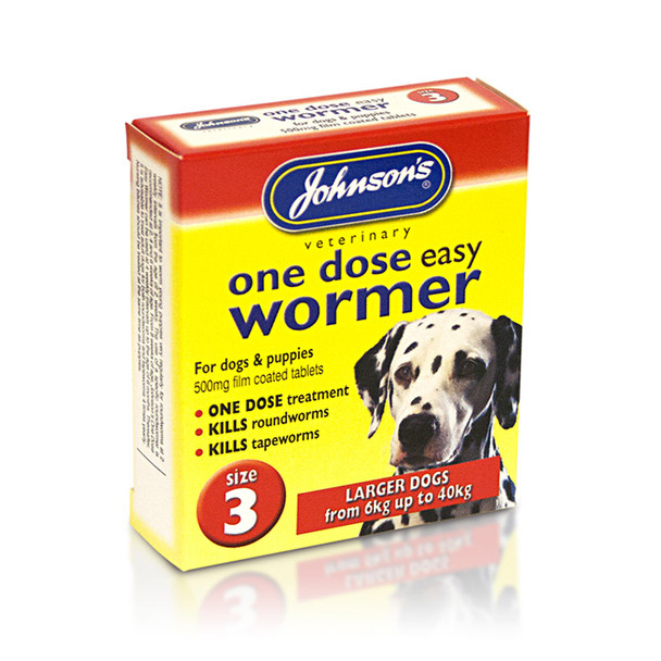 Johnson's One Dose Easy Wormer Tablets for Dogs Size 3 Pest Control Hub