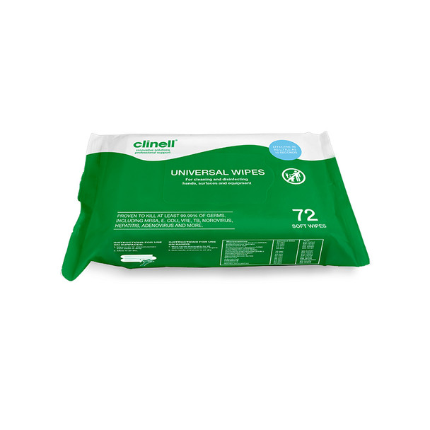 Clinell Universal Cleaning and Surface Disinfection Wipes 72