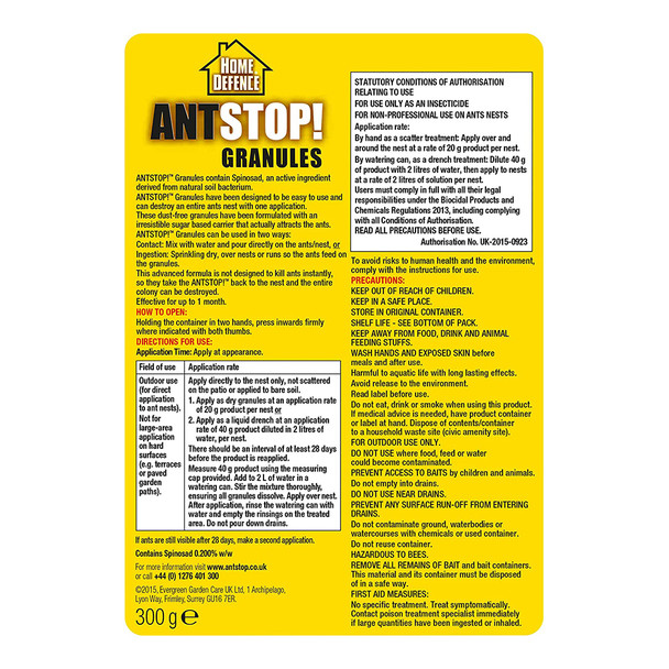 Home Defence Ant Stop Nest Killer Powder Granules 300g