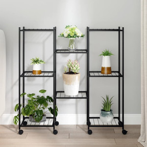 Flower Stand with Wheels 32.7"x9.8"x32.9" Black Iron A949-343128