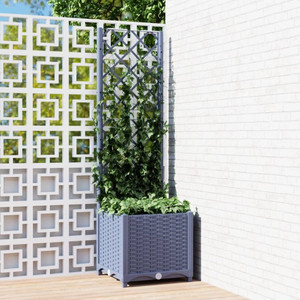 Garden Planter with Trellis Blue Grey 15.7x15.7x53.5" PP A949-318249