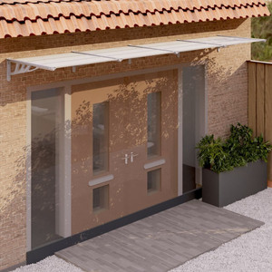 Door Canopy Gray and Transparent 155.9"x35.4" Polycarbonate A949-153696