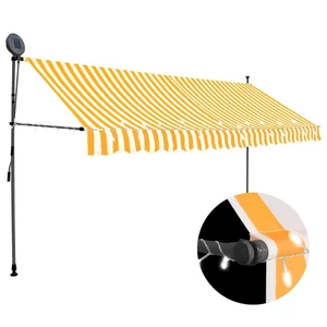 Manual Retractable Awning with LED 157.5" White and Orange A949-145861