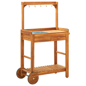 Garden Kitchen Trolley Solid Acacia Wood 36.2"x17.1"x55.7 A949-43986