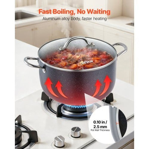 Aluminum Stock Pot, 12-Quart Nonstick Ceramic Coated Pot with Glass Lid, PFOA-Free, PFAS-Free, Comp E415-JTTG12QTLLSDBWXFE001V0