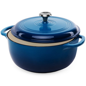 6 Quart Large Blue Enamel Cast-Iron Dutch Oven Kitchen Cookware Q280-BLRQ8900
