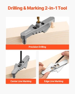 Doweling Jig Kit, Self Centering Dowel Drill Jig for Straight Holes, with Drill Bit Set 1/4", 5/16" E415-ZJJZDXZKJJJYJDU8C001V0