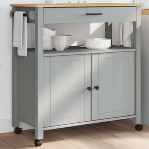 Kitchen Trolley MONZA 33.1"x15.7"x34.8" Solid Wood Pine A949-376107