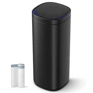 Black Motion Sensor Stainless Steel 13 gallon Trash Can with Ozone Button Q280-BLSO3214
