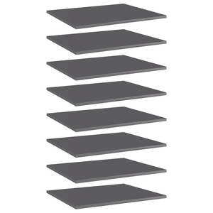  Bookshelf Boards 8 pcs High Gloss Gray 23.6"x19.7"x0.6" Engineered Wood A949-805281