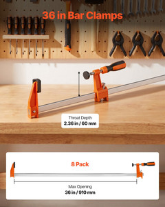 Bar Clamps for Woodworking, 8-Pack, 36" Opening F Clamps, 600 lbs Load Limit, with Plastic Pad and  E415-FJZTDSD8JT3680VF3001V0