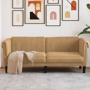  Sofa 2-Seater Brown Faux Suede Leather A949-372584