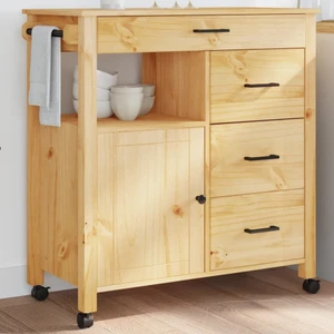 Kitchen Trolley MONZA 33.1"x15.7"x34.8" Solid Wood Pine A949-376109