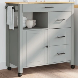 Kitchen Trolley MONZA 33.1"x15.7"x34.8" Solid Wood Pine A949-376110