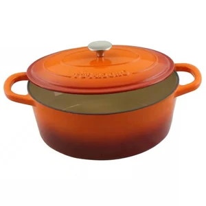 7-Quart Enameled Orange Sunburst Cast Iron Dutch Oven with Lid Q280-ATQECDO687581762