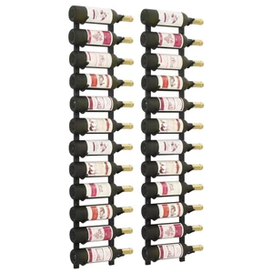 Wall Mounted Wine Racks for 12 Bottles 2 pcs Black Iron A949-282467