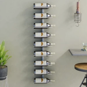 Wall-mounted Wine Rack for 9 Bottles White Iron A949-340900