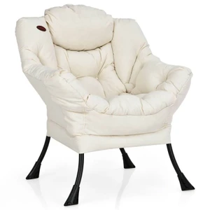 Upholstered Contemporary Cushioned Accent Chair with Side Pocket in Beige Q280-COBE1072