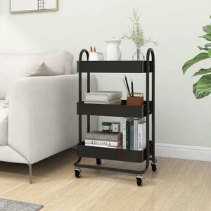 3-Tier Trolley Black 16.9"x13.4"x31.1" Steel A949-335865