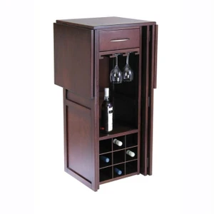 9 Bottle Walnut Wine Bottle Rack Mini Bar Expandable Counter Q280-CBRJF30