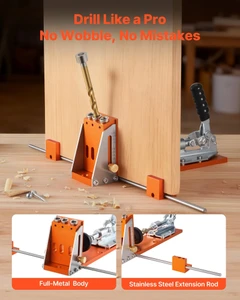 Pocket Hole Jig Kit, 1/2 to 1-1/2 in Adjustable, Jig Pocket Hole System with Toolcase, C-Clamp, Ste E415-TSXKKJJSTZS0VCOTF001V0