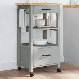 Kitchen Trolley MONZA 18.9"x15.7"x34.8" Solid Wood Pine A949-376086