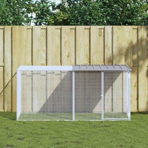 Chicken Cage with Roof Light Gray 79.9"x38.6"x35.4" Galvanized Steel A949-3189044