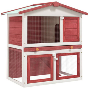 Outdoor Rabbit Hutch 3 Doors Red Wood A949-170839
