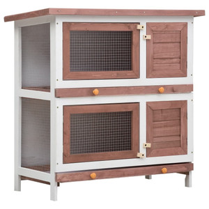 Outdoor Rabbit Hutch 4 Doors Brown Wood A949-170835