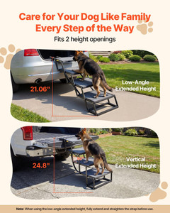 Dog Stairs for Car, 4 Steps Extra Wide Foldable Dog Ramp for Large Dogs with Non-Slip Surface, Port E415-KZDGLTEKPVCF046CP001V0