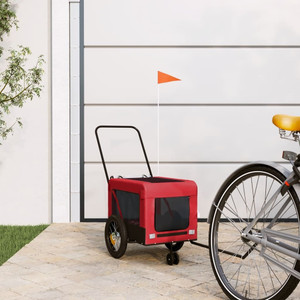 Pet Bike Trailer Red and Black Oxford Fabric and Iron A949-93929