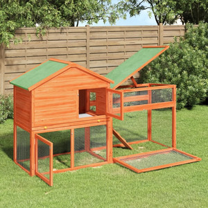 Rabbit Hutch Brown 73"x23.8"x43.1" Solid Wood Pine A949-172276