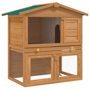 Outdoor Rabbit Hutch Small Animal House Pet Cage 3 Doors Wood A949-170160