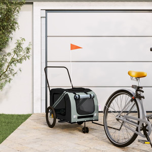 Pet Bike Trailer Gray and Black Oxford Fabric and Iron A949-93902