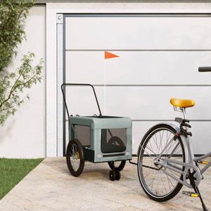 Pet Bike Trailer Gray and Black Oxford Fabric and Iron A949-93937