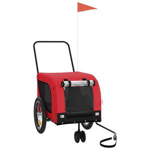 Pet Bike Trailer Red and Black Oxford Fabric and Iron A949-94020