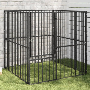 Dog Playpen Black Galvanized Steel 39.4 in Durable Dog Playpen A949-172210