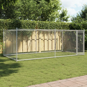 Dog Cage with Door Gray 13.1'x6.6'x4.9'Galvanized Steel A949-3209578