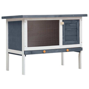 Outdoor Rabbit Hutch 1 Layer Gray Wood A949-170828