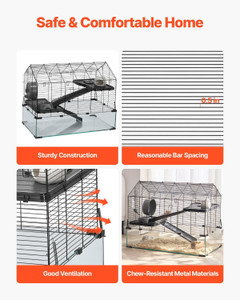 Hamster Cage, 360?° Viewing Transparent Hamster Habitats, Small Animal Cage, 29.5 x 17.3 x 24 in, V E415-JSCSLHS1C303JP0JLV0