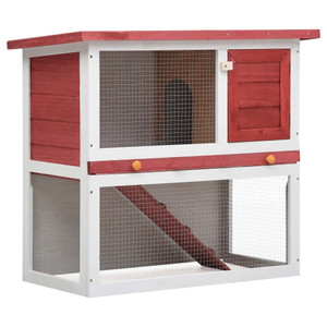 Outdoor Rabbit Hutch 1 Door Red Wood A949-170833